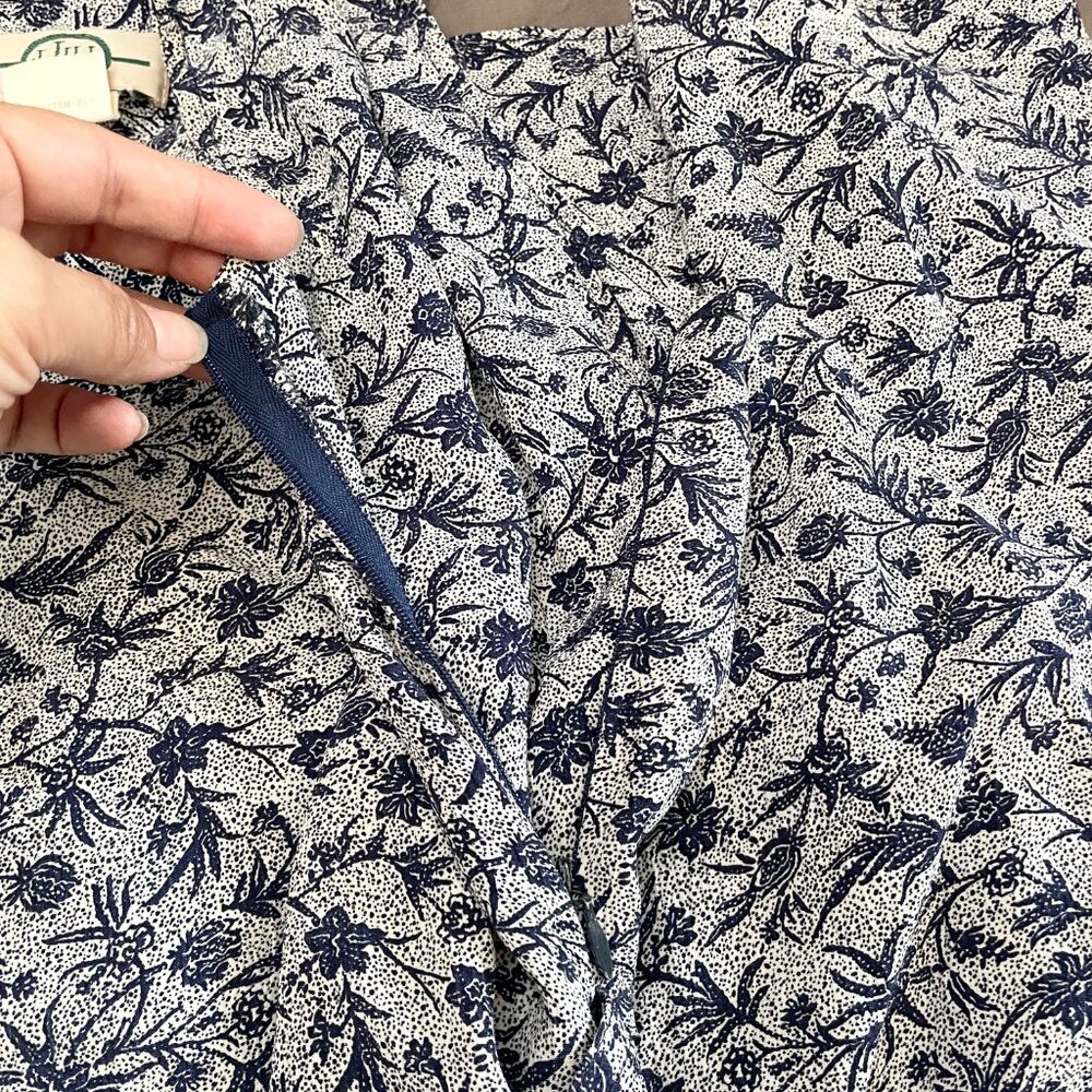 Vintage J.Jill LTD Maxi Dress Small Blue White Floral Sleeveless Rayon USA Made - Picture 12 of 14